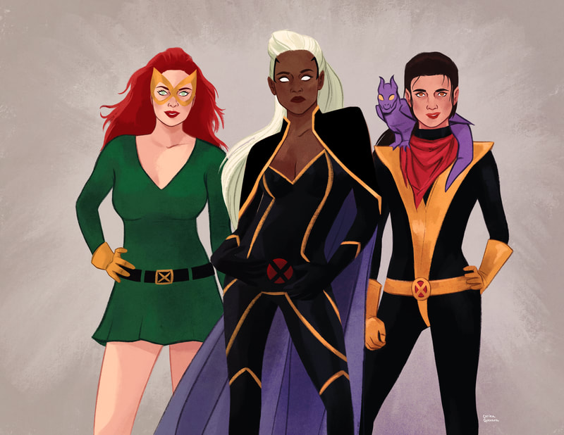 X-Men - Jean Grey, Storm, and Kitty Pryde by Carina Guevara