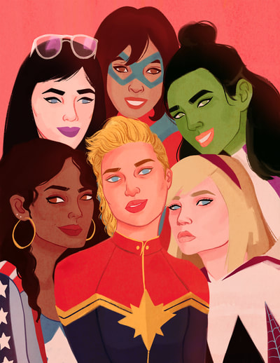 Female Avengers with Captain Marvel, She-Hulk, Kate Bishop, America Chavez, and Ms. Marvel
