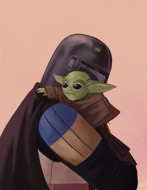 Baby Yoda and The Mandalorian by Carina Guevara